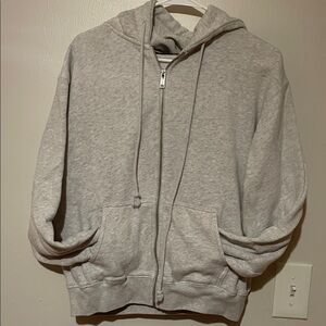 Brandy Melville Light Gray Zip-Up Sweater